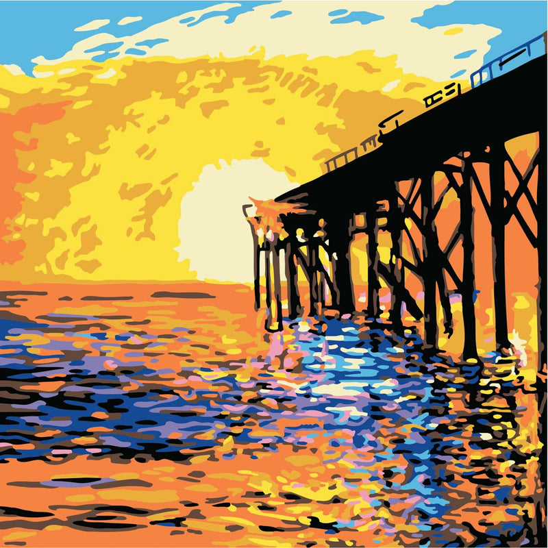 Plaid Let's Paint By Numbers West Coast Pier On Printed Canvas 35x35 cm