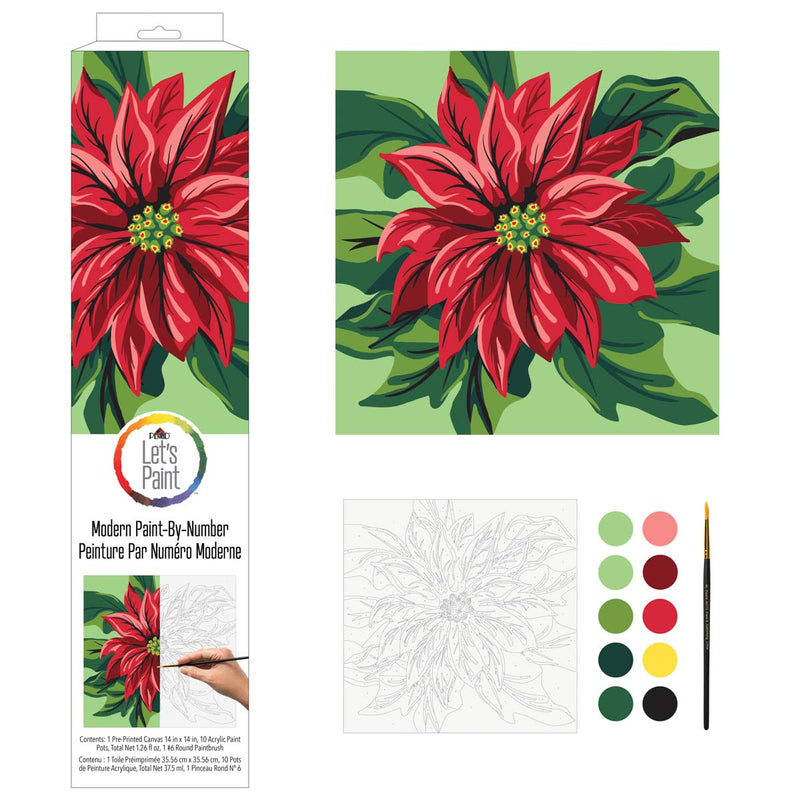 Plaid Let's Paint By Numbers Poinsettia on Printed Canvas 35x35 cm