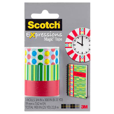 3M Scotch 3 Expressions Washi Tape 19mm x 7.62 m - Dots & Stripes