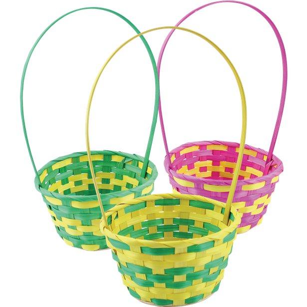 Korea Woven Plastic Easter Basket Round - Pack of 1