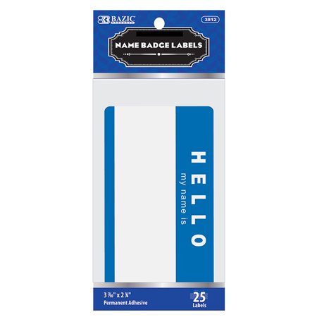 Bazic "Hello My Name is" ID Labels - Pack of 25