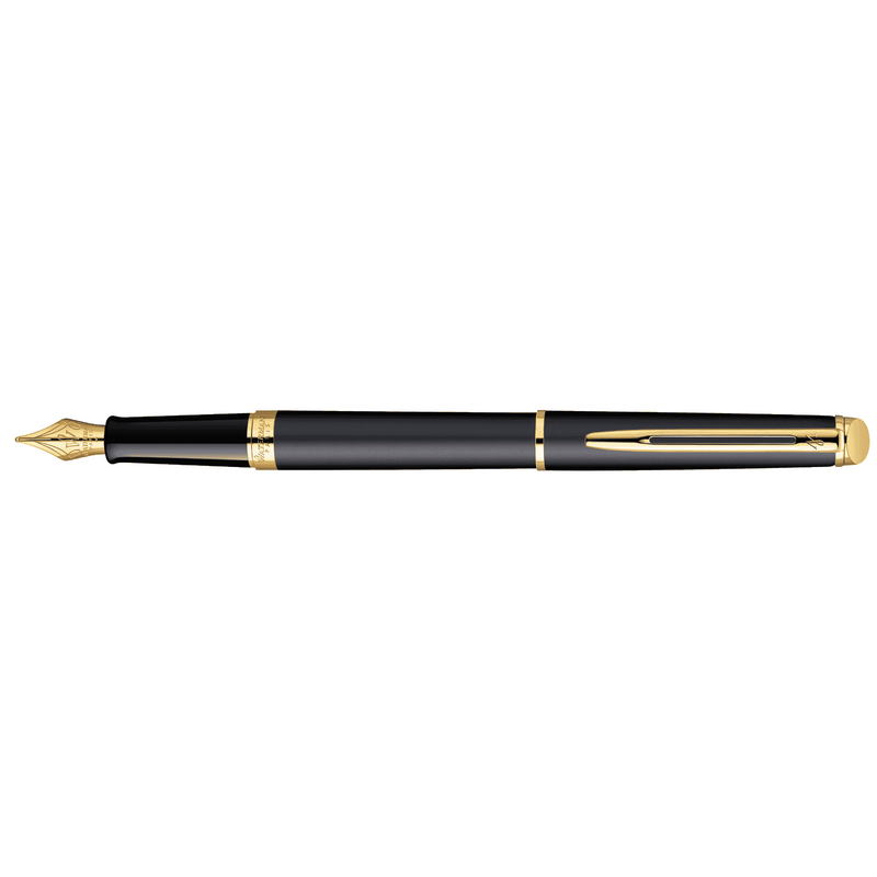 Waterman Hemisphere Fountain & Ballpoint Pen Set - Black & Gold Trim