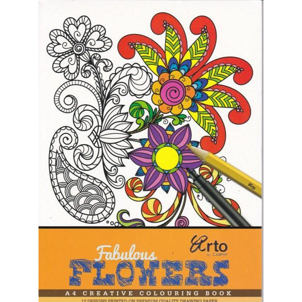 CampAp Arto Fabulous Flower Adult Coloring Book 180 GSM - A4