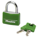 قفل المنيوم مع مفتاح ٤٠ملم مغلف أخضر ماستر لوك