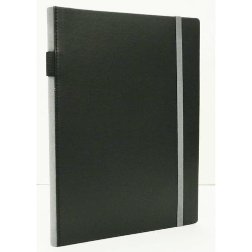 Notes & Dabbles Flynn Lined Notebook Journal Hard Cover Grey with Pen Holder - A6