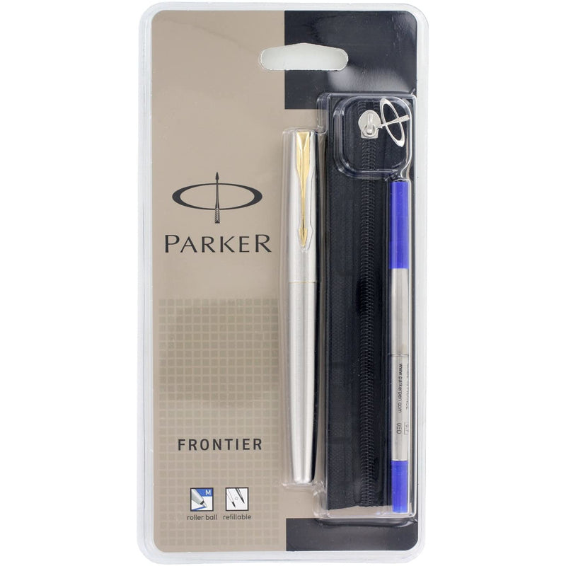 Parker Frontier Stainless Steel GT Roller Ball Pen + Case