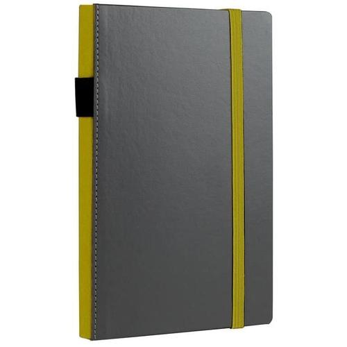 Notes & Dabbles Flynn Lined Notebook Journal Hard Cover Grey with Pen Holder - A6