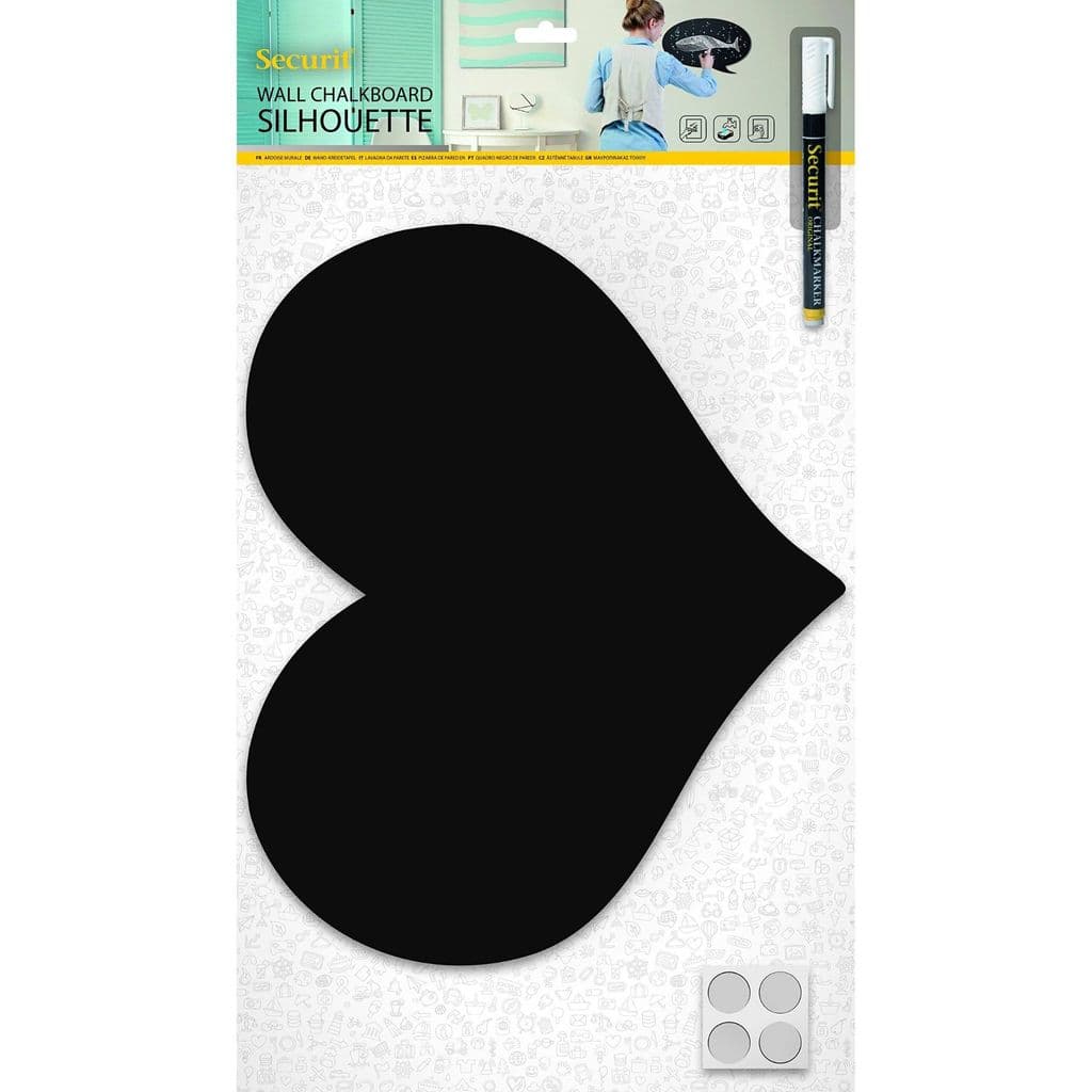 Securit Silhouette Shapes Black Chalkboard with Marker