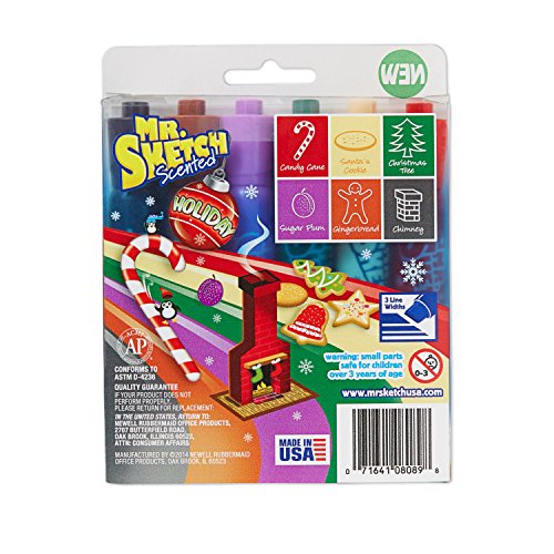 Mr. Sketch Holiday 6 Scented Washable Markers - Chisel Tip