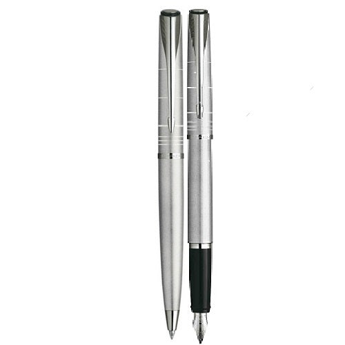 Parker Latitude Icy Silver CT Fountain & Ballpoint Pen Set