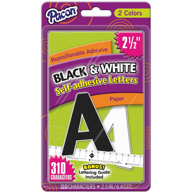 Pacon 2 1/2" Repositionable Black & White Self Adhesive Board Letters - 310 Characters
