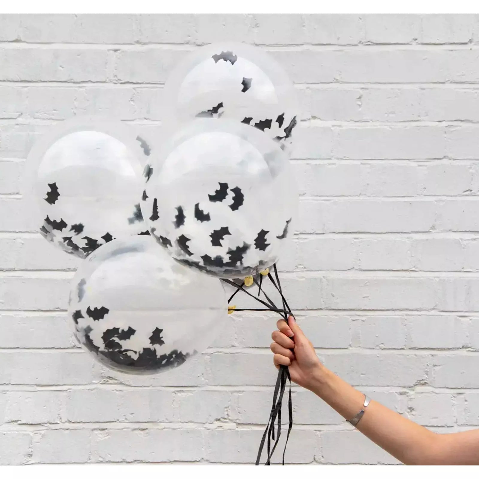Unique Party Halloween Confetti Balloons with Mini Bats - Pack of 5