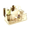 Usign Acrylic Stationery Desk Organizer with Tape Dispenser - Transparent Brown
