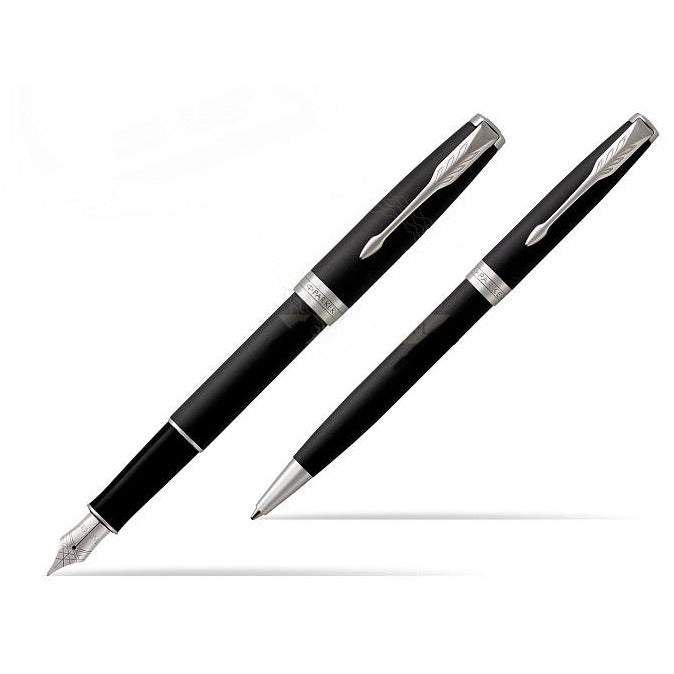 Parker Sonnet Matte Black Lacquer CT Fountain & Ballpoint Pen Set