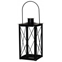 VillaVerde Metal Candle Lantern + Candle 13x13x26 cm