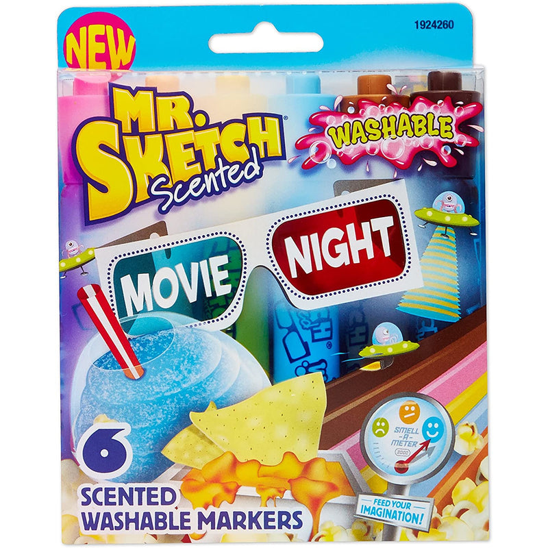 Mr. Sketch Movie Night 6 Scented Washable Markers - Chisel Tip