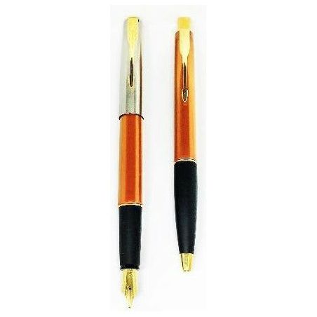 طقم أقلام باركر فرونتير برتقالي مذهب ريشة + جاف
