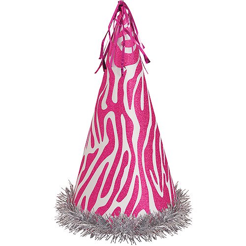 Unique Party Hat Pink Zebra 17.5x32 cm