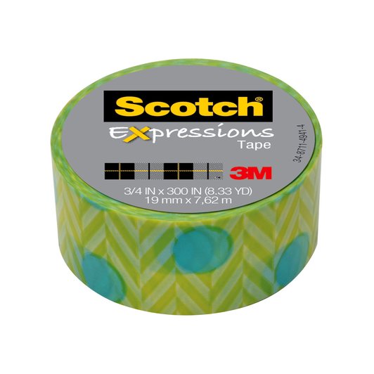 3M Scotch Expressions Washi Tape 19mm x 7.62 m - Green Polka Dots