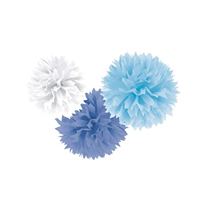 Amscan Blue & White Fluffy Decorations - Pack of 3