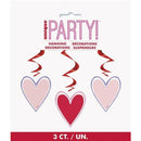 Unique Party Valentine's Hearts Hanging Decoration - Pack of 3