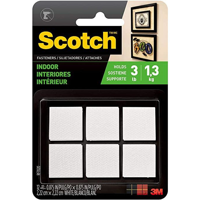 3M Scotch White Indoor Velcro Fasteners - Pack of 12