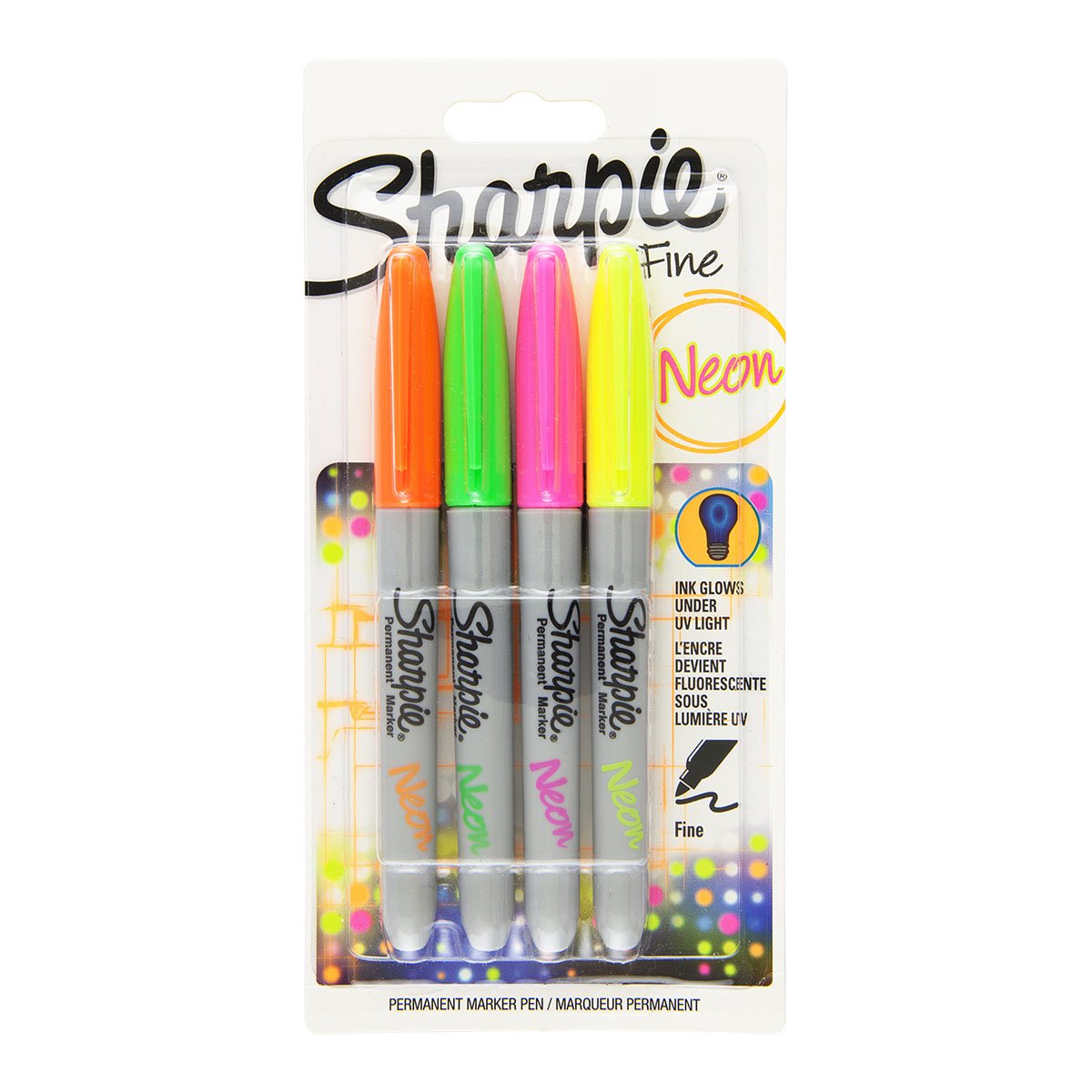Sharpie Neon Fine Permanent Markers Set - Pack of 4