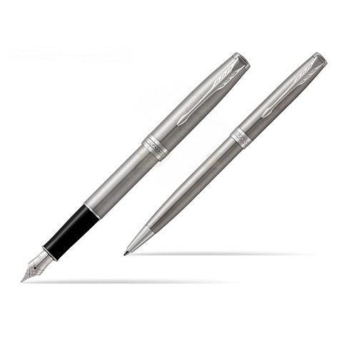 Parker Sonnet Stainless Steel CT Fountain & Ballpoint Pen Set