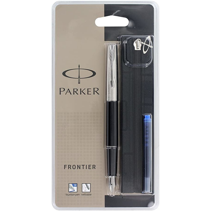 Parker Frontier Translucent Black CT Fountain Pen + Zipper Case