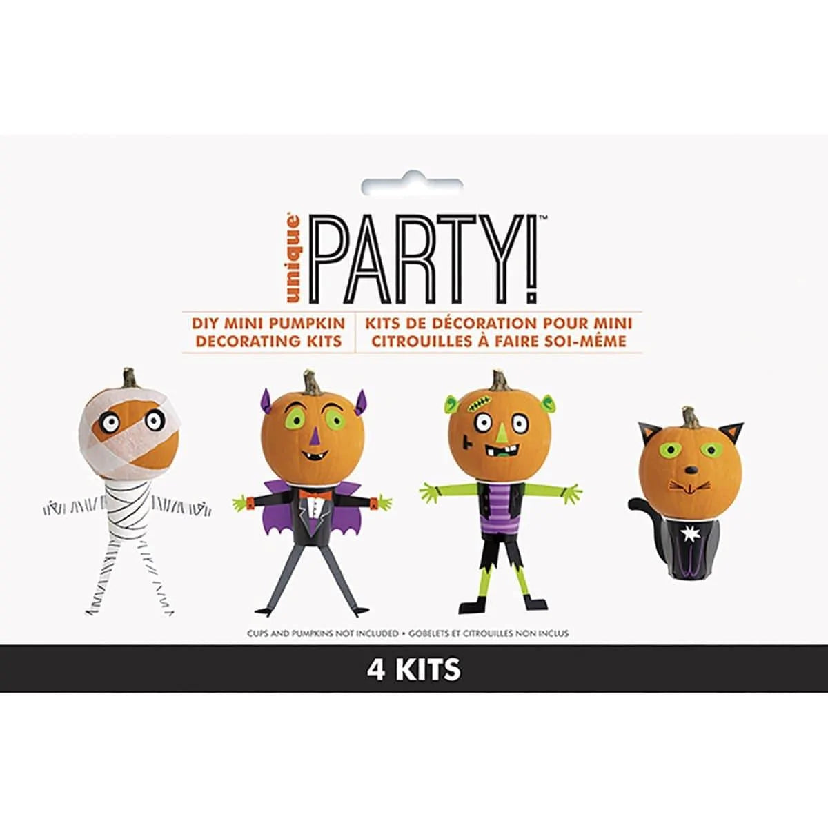 Unique Party Halloween DIY Mini Pumpkin Decoration Set - 4 Kits