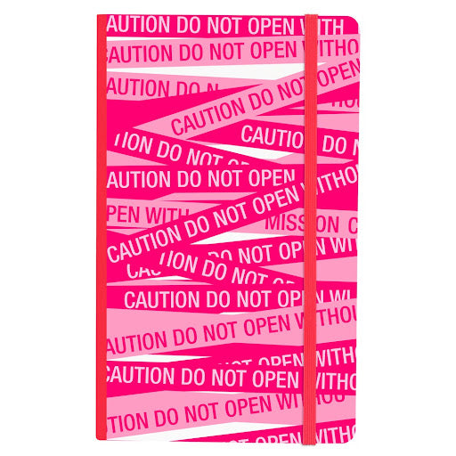 Caution Softcover Lined Journal 140x90mm with Elastic Band 96 Sheets