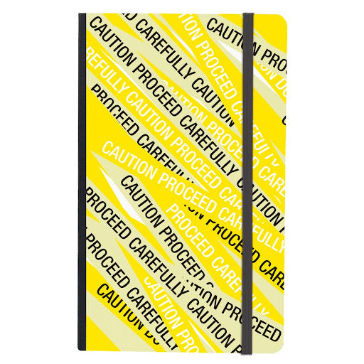 Caution Softcover Lined Journal 140x90mm with Elastic Band 96 Sheets