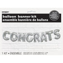 Unique Congrats Foil Letter Balloon Banner 2.74 M - Silver