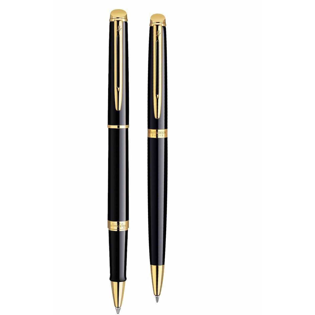 Waterman Hemisphere Black Lacquer GT Rollerball & Ballpoint Pen Set