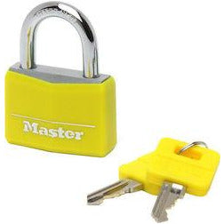 قفل المنيوم مع مفتاح ٤٠ملم مغلف أصفر ماستر لوك