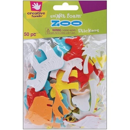 Creative Hands Zoo Foam Stickers - 50 pc